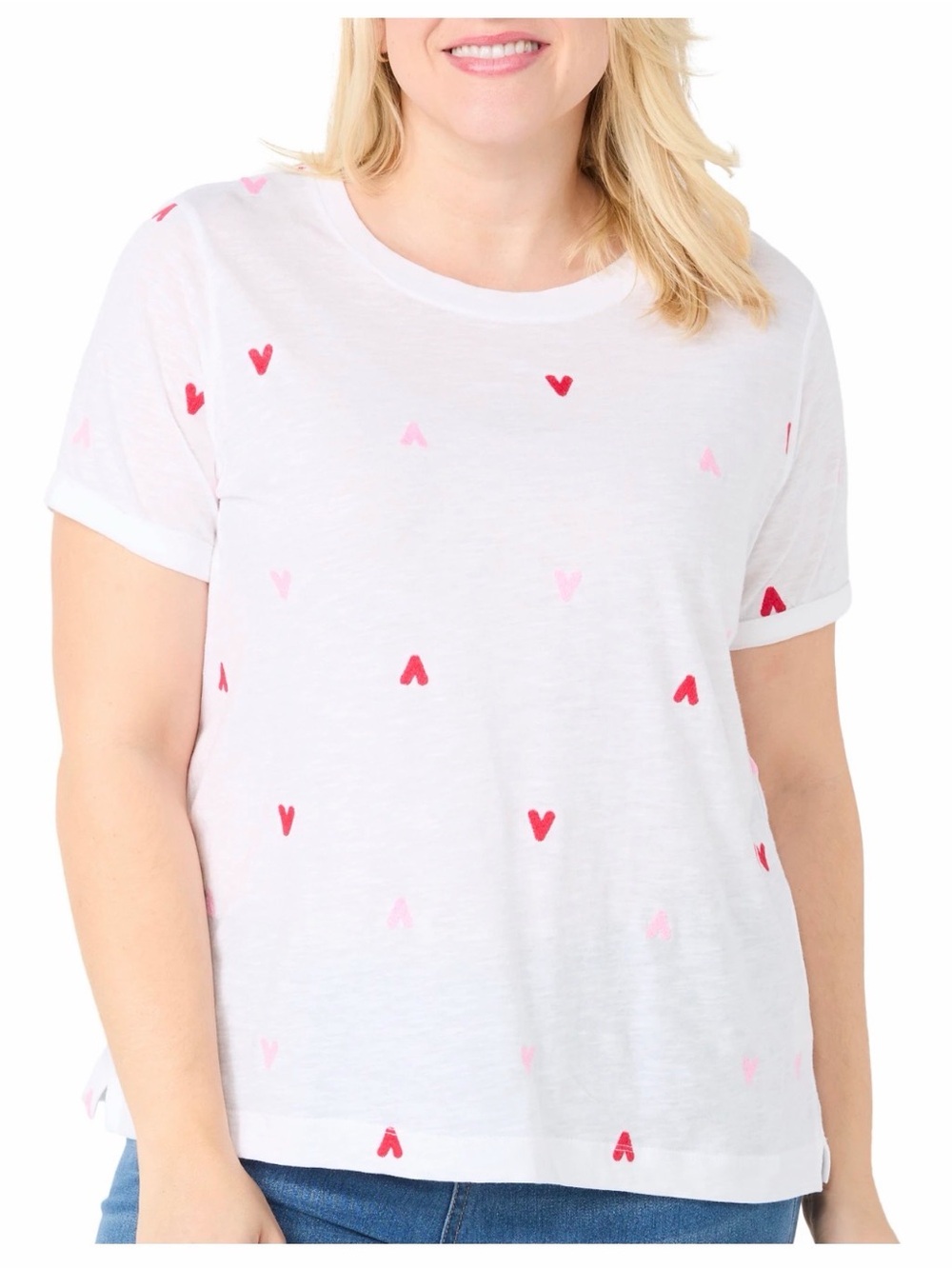 Philosophy Women’s Size XL Short Sleeve Embroidered Hearts T Shirt